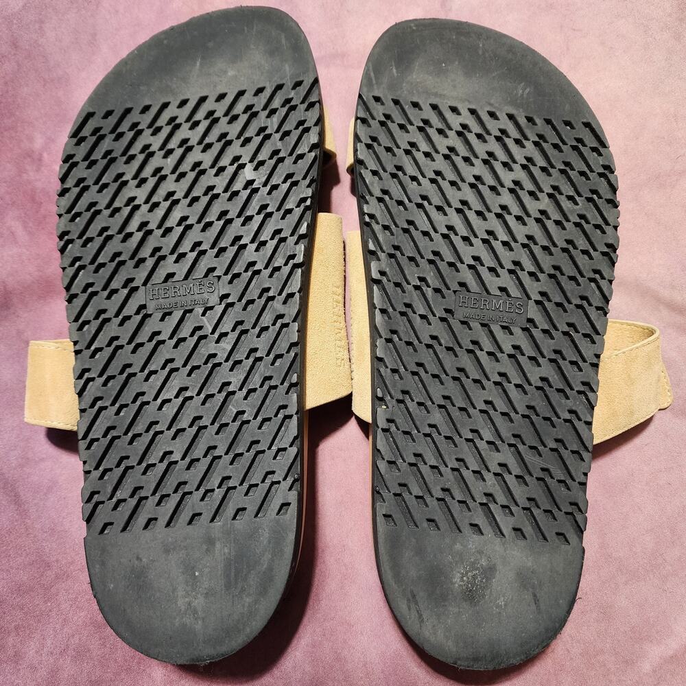 Hermes Chypre Women's Nude Beige Suede Leather Sandals Made in Italy Size 8.5 39 - Picture 5 of 7